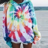 2019 Autumn Women Pritned Hooded Hoodies Sweatshirt Feme Long Sleeve Drawstring Multicolor Pullover Hoodies Sweatshirt Jumper
