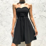 YYXZ Summer Fashion Sexy Contrast Color Backless Lace-up Sleeveless SML Woman Casual A-line Dress Lady Strapless Mini Dress