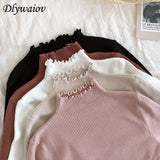 New Ruffled Turtleneck Sweater Women 2019 Autumn Winter Fashion Sweater High Elastic Slim Knit Pullover Female Jumper Pull Femme